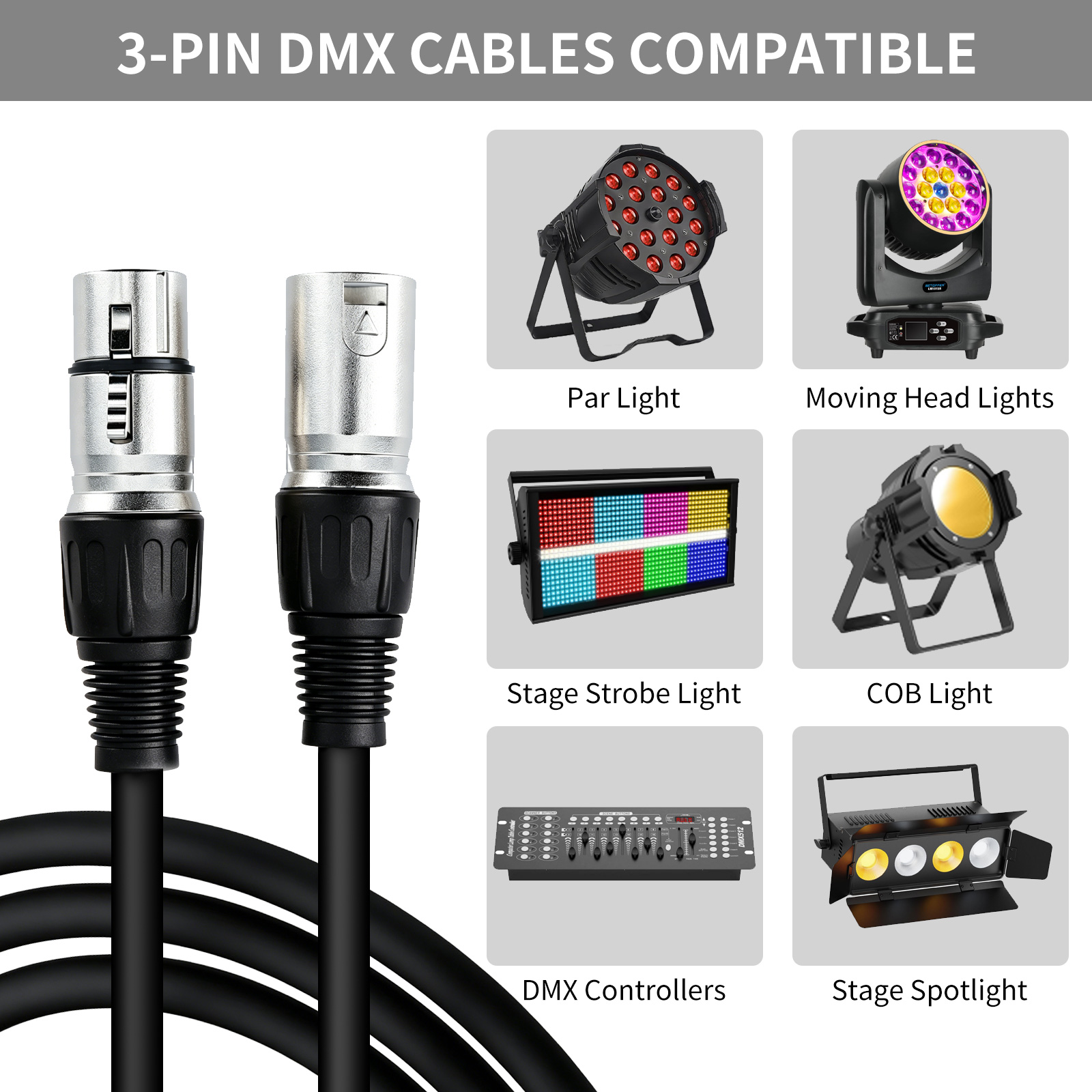 3-pins XLR-kabel audiokabel 2M - Dj Light Moving Head Stage recensie en prijs