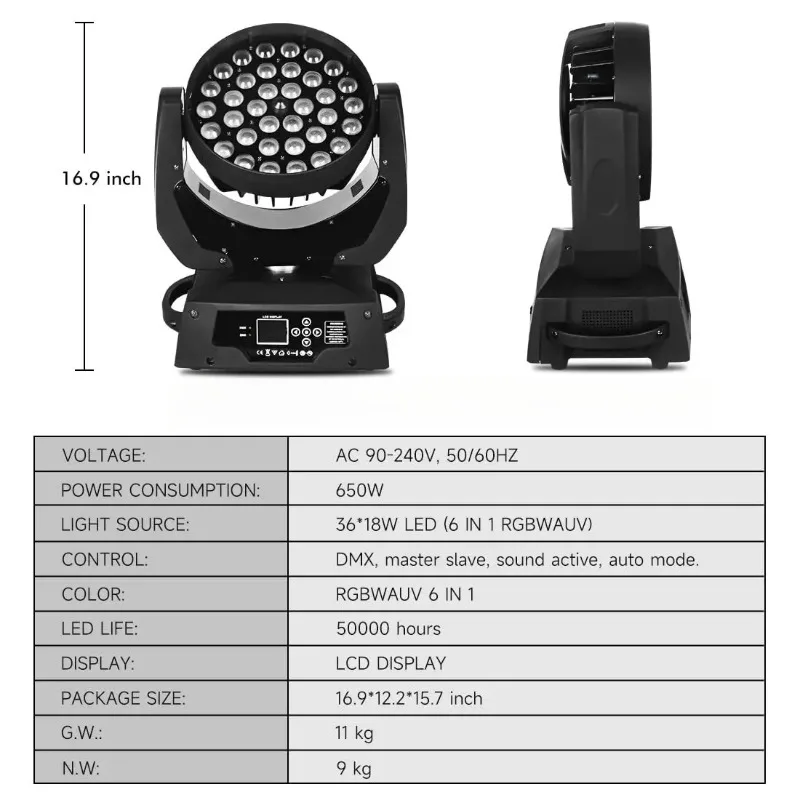36x18W LED Zoom Wash Moving He - Dj Light Moving Head Stage recensie en prijs